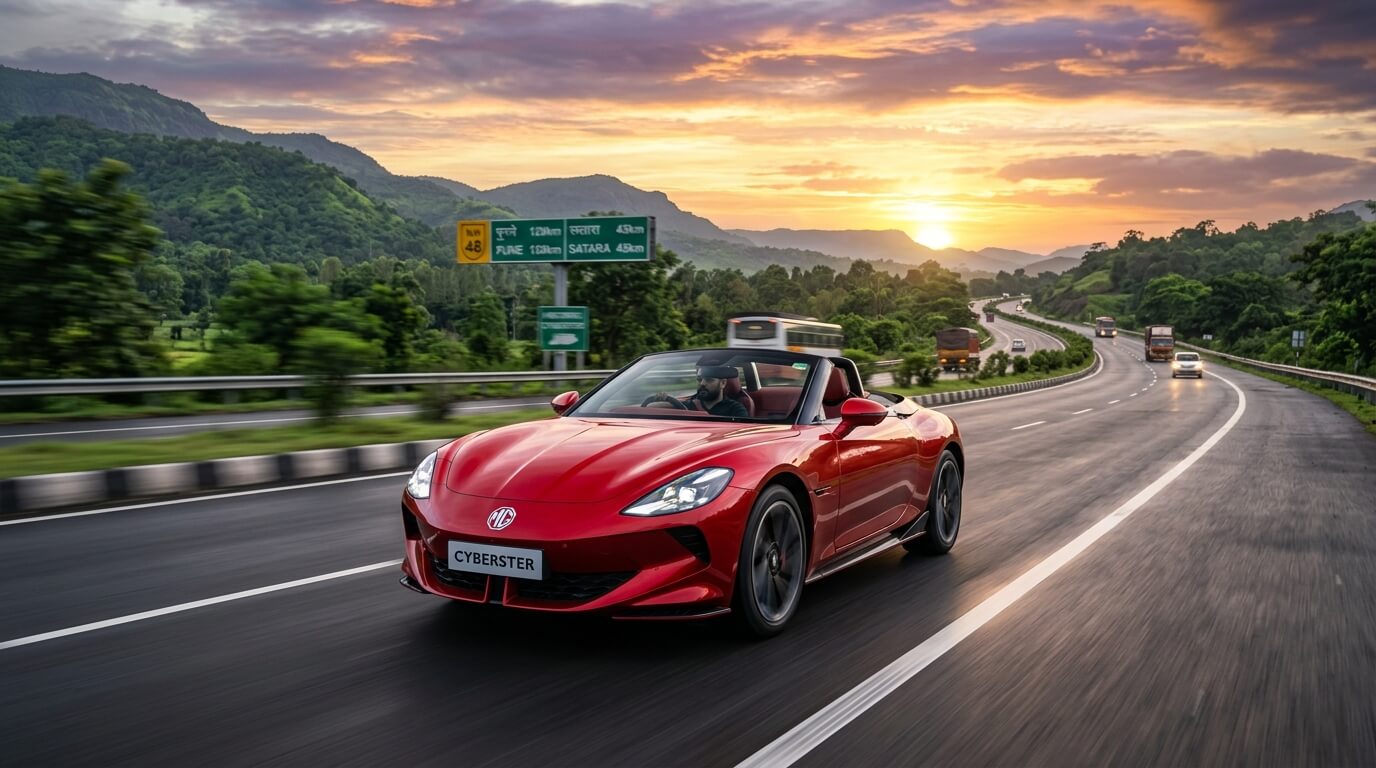 Red Sports Car Driving Highway 202608112058 1